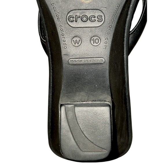CROCS Cabana Slip On Thong Wedge Heels Flip Flops Sandals Black Rubber Womens 10 - Picture 4 of 5